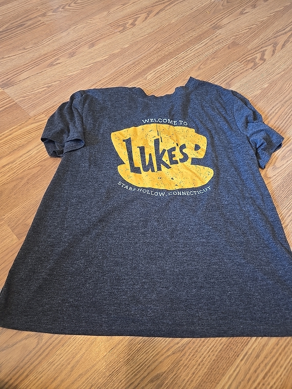 Graphic Short Sleeve Tee in Dark Gray with Yellow Logo